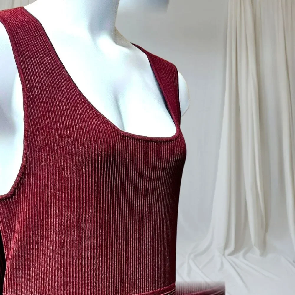 TART COLLECTION Plus Size Burgundy Wine Ribbed Sleeveless Bodycon Dress 4X NWT